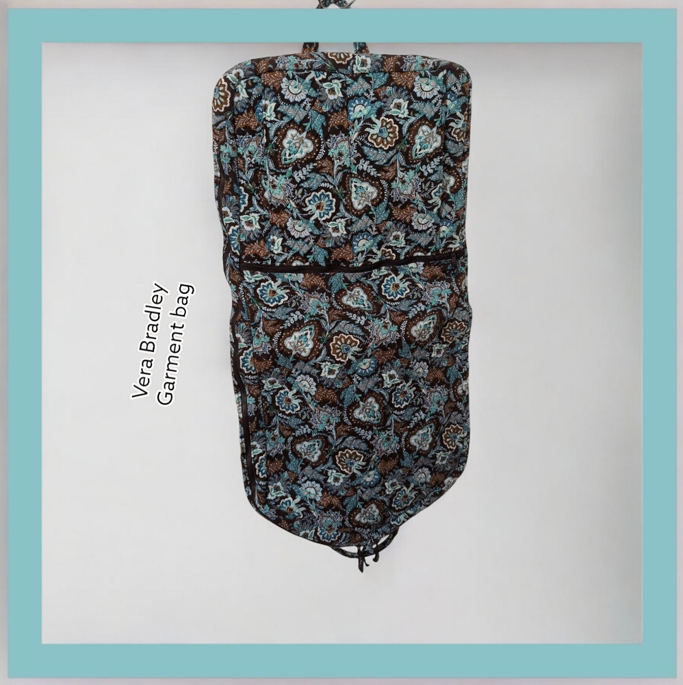 Vera Bradley Garment Bag in Java Blue and Brown Paisley